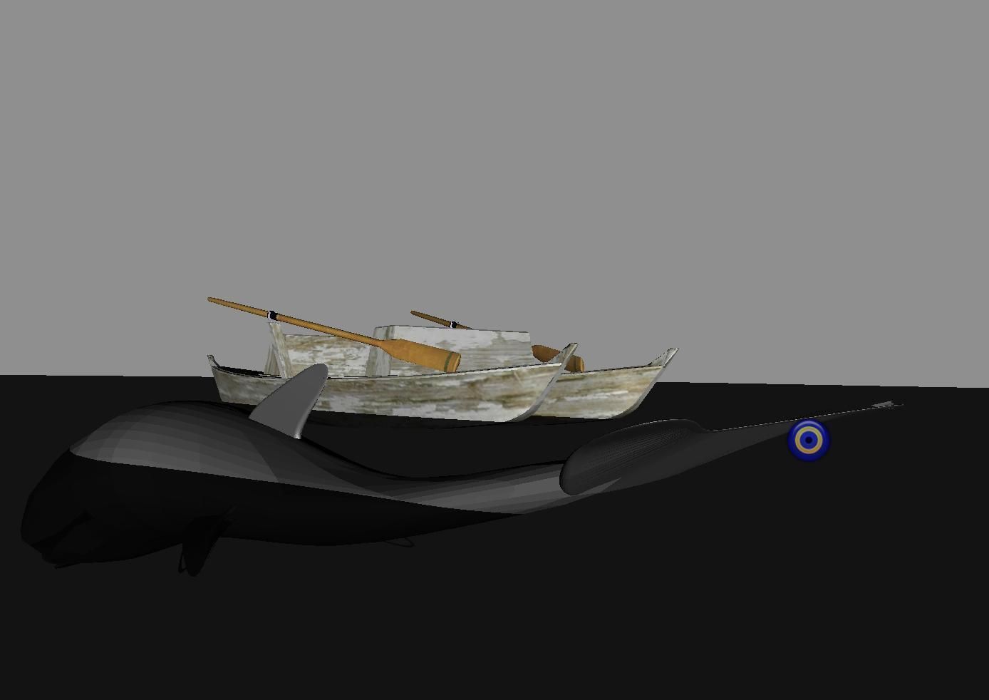 Catamaran with Dolphin Low-poly 3D model_7