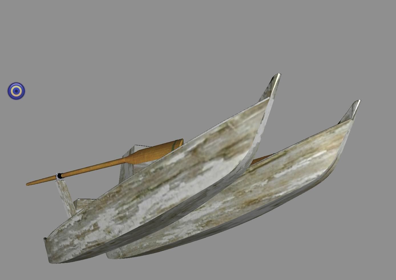 Catamaran with Dolphin Low-poly 3D model_3