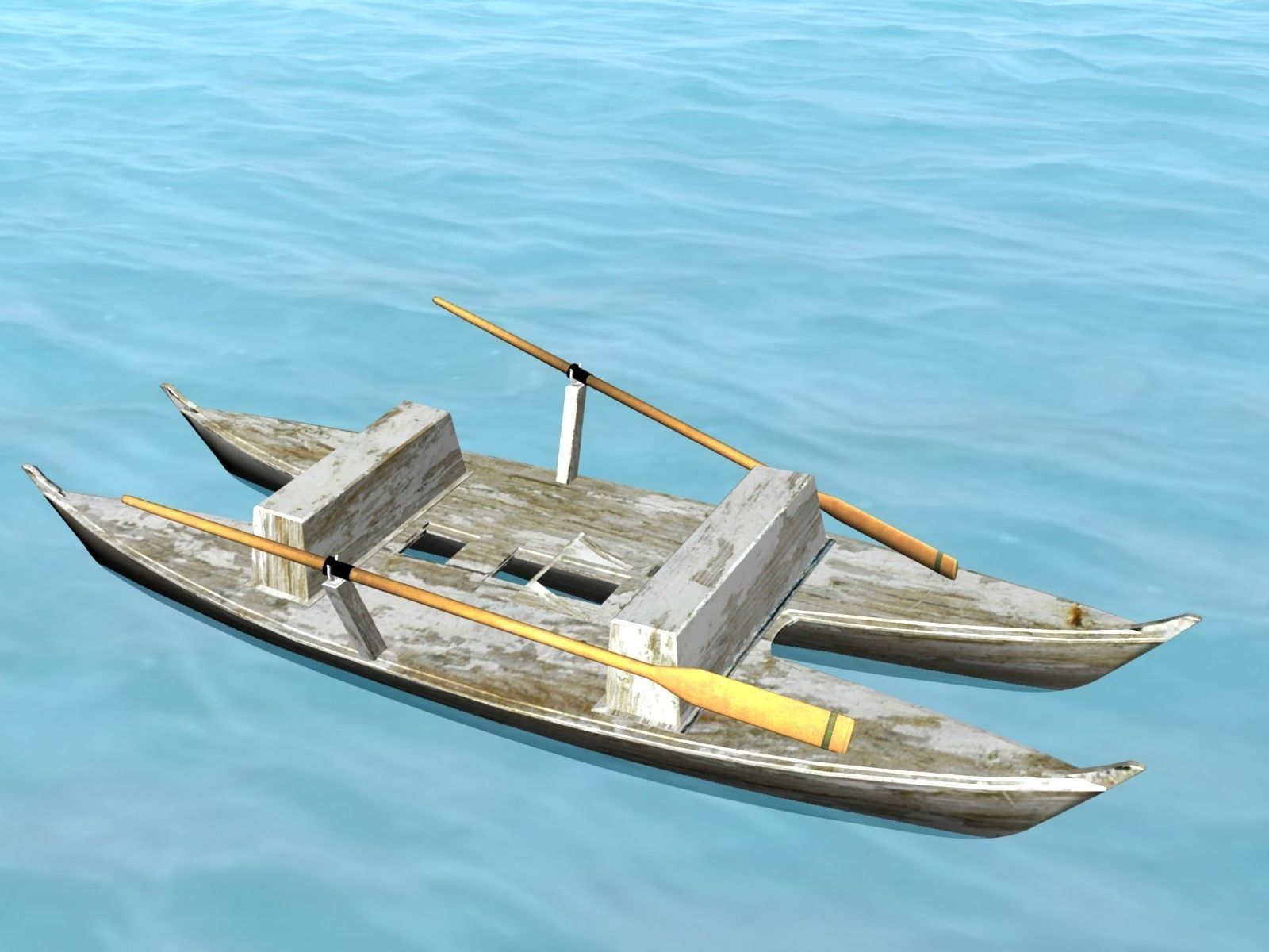 Catamaran with Dolphin Low-poly 3D model_4