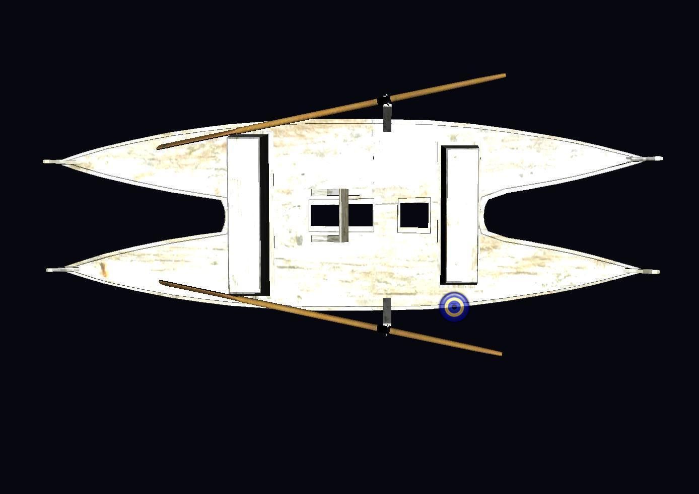 Catamaran with Dolphin Low-poly 3D model_10