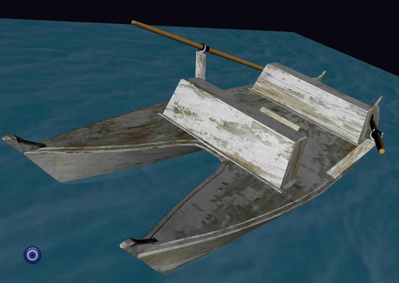 Catamaran with Dolphin Low-poly 3D model_5