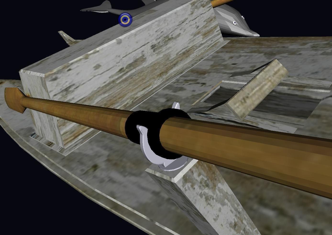 Catamaran with Dolphin Low-poly 3D model_1