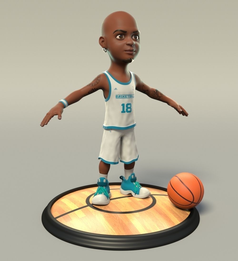 Lurikids cartoon basketball player 3D model_3