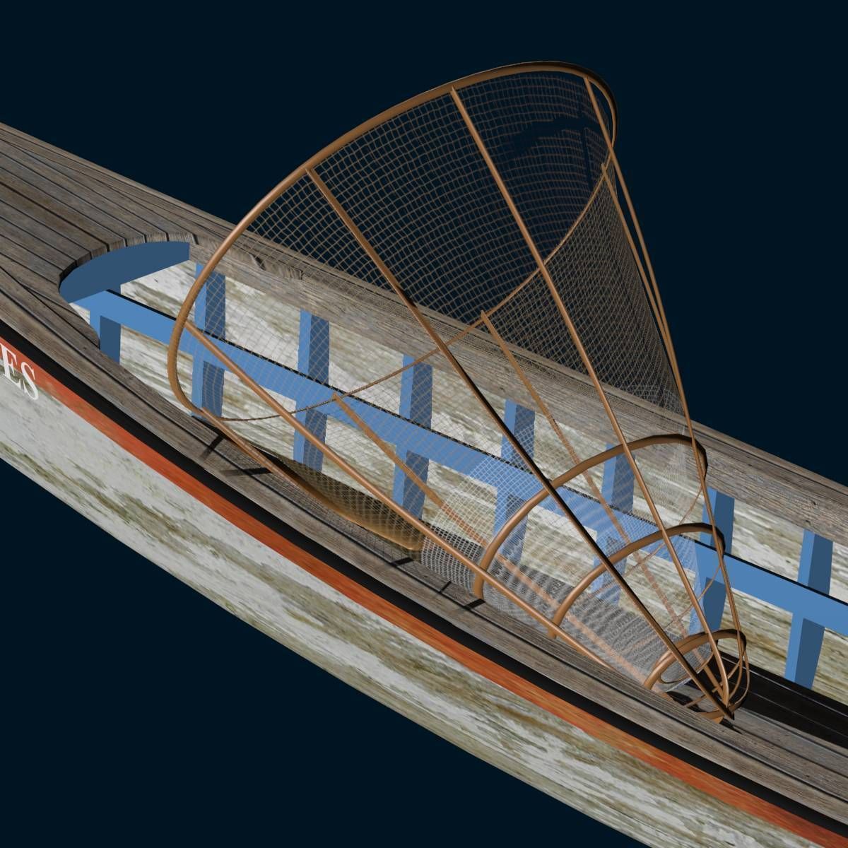 Inle Lake Motor Canoe Low-poly 3D model_3