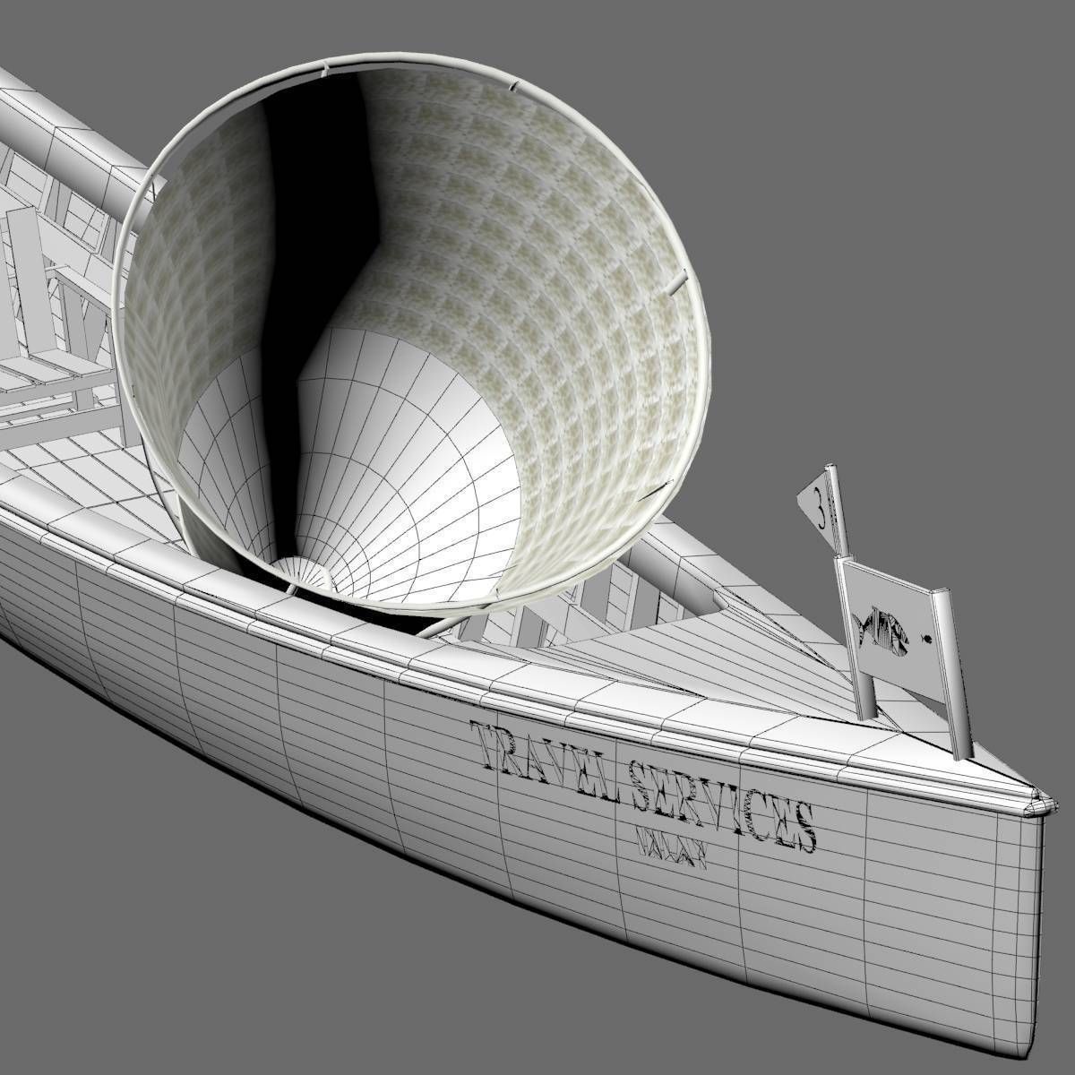 Inle Lake Motor Canoe Low-poly 3D model_16