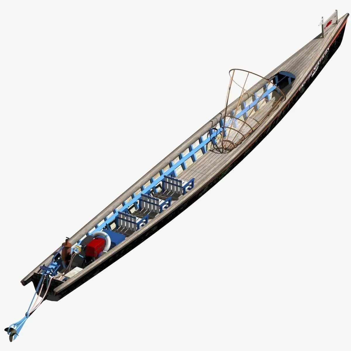 Inle Lake Motor Canoe Low-poly 3D model_0