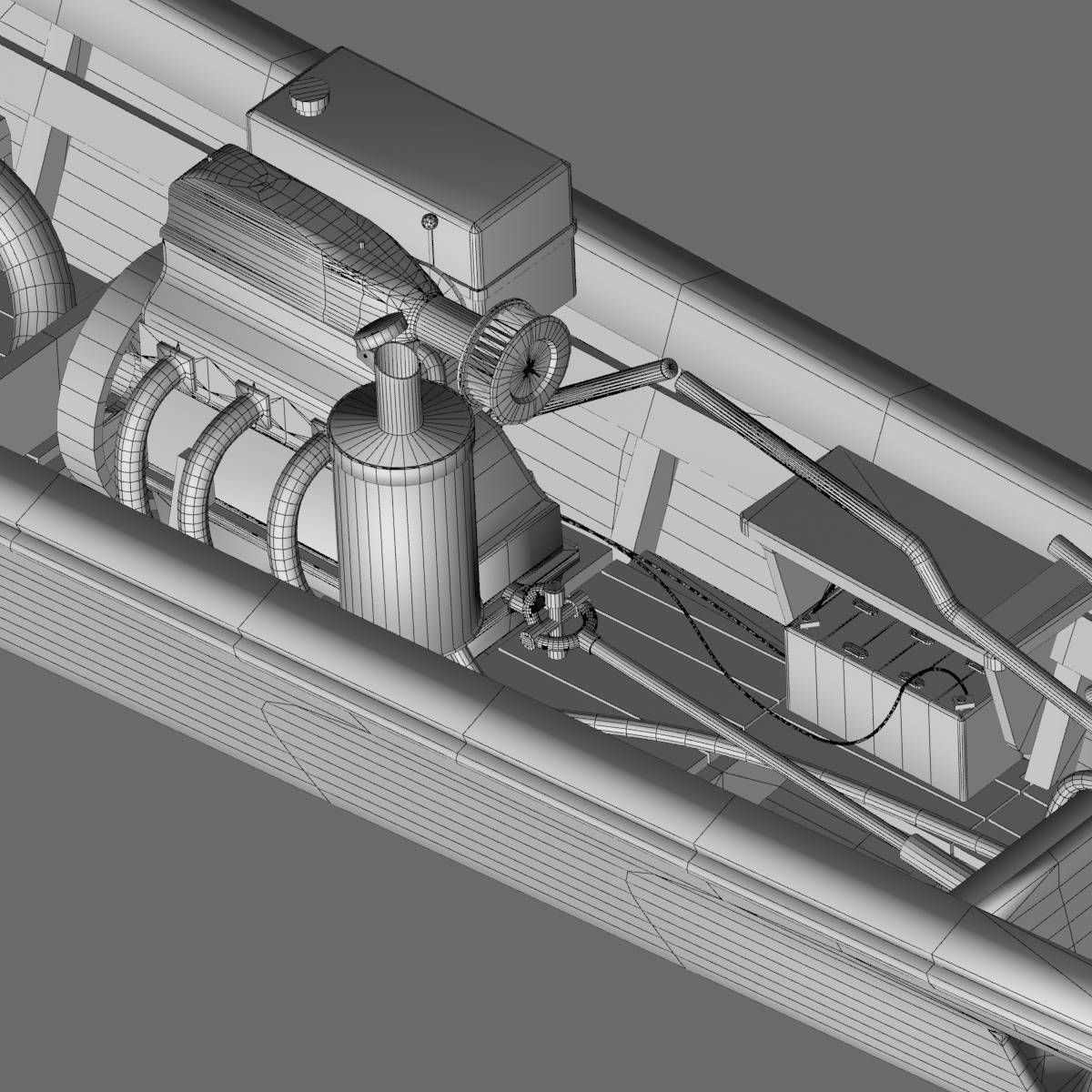 Inle Lake Motor Canoe Low-poly 3D model_14