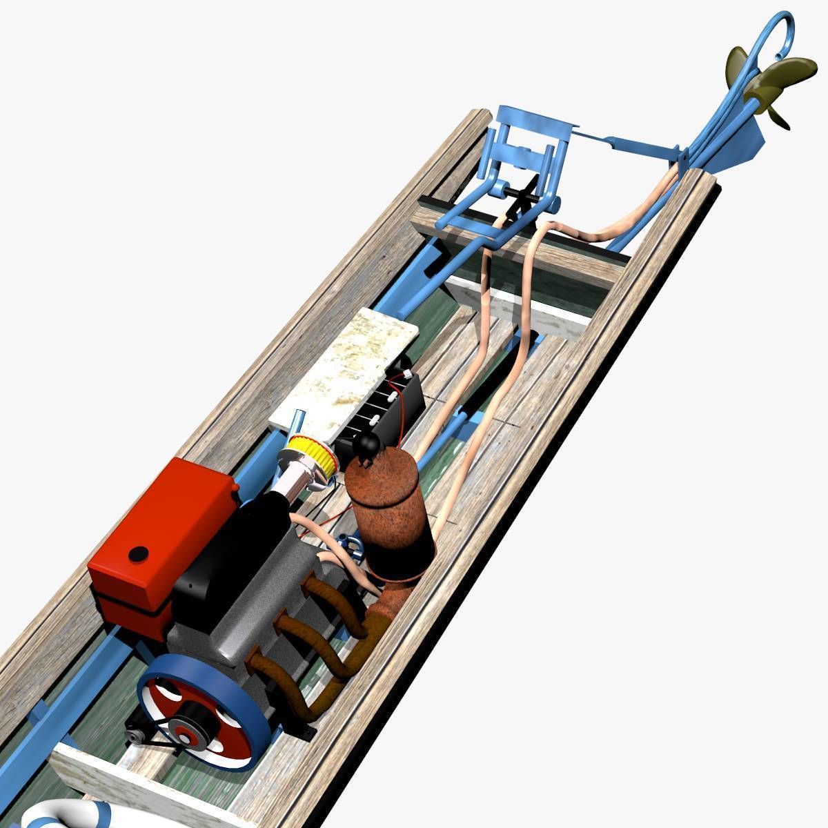 Inle Lake Motor Canoe Low-poly 3D model_6