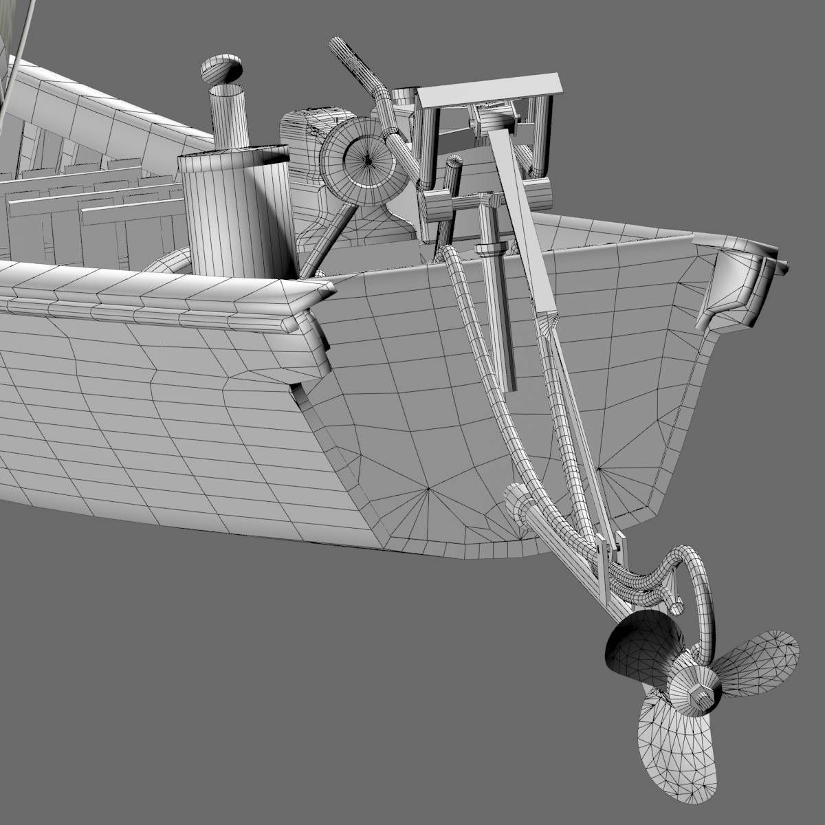 Inle Lake Motor Canoe Low-poly 3D model_15