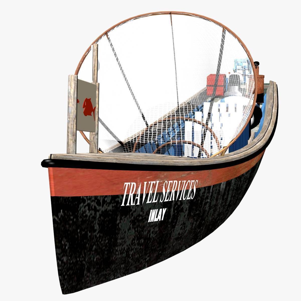 Inle Lake Motor Canoe Low-poly 3D model_2