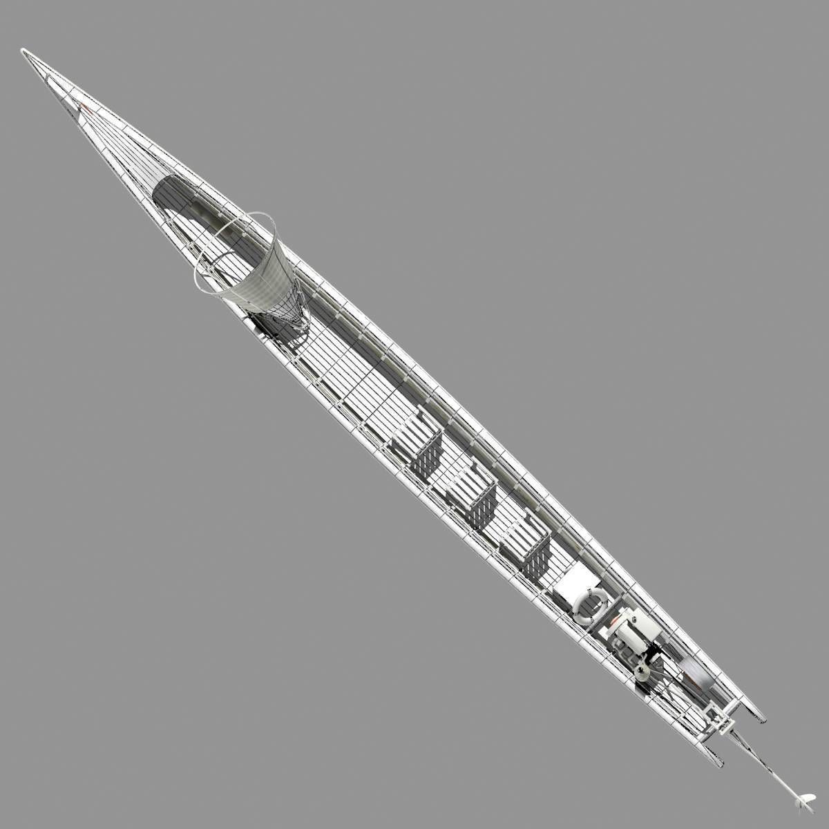 Inle Lake Motor Canoe Low-poly 3D model_12