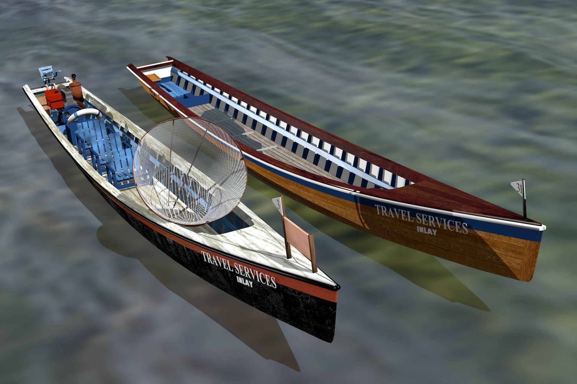 Inle Lake Motor Canoe Low-poly 3D model_1