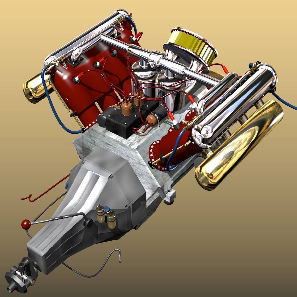 V-8 Marine Engine 3D model_10