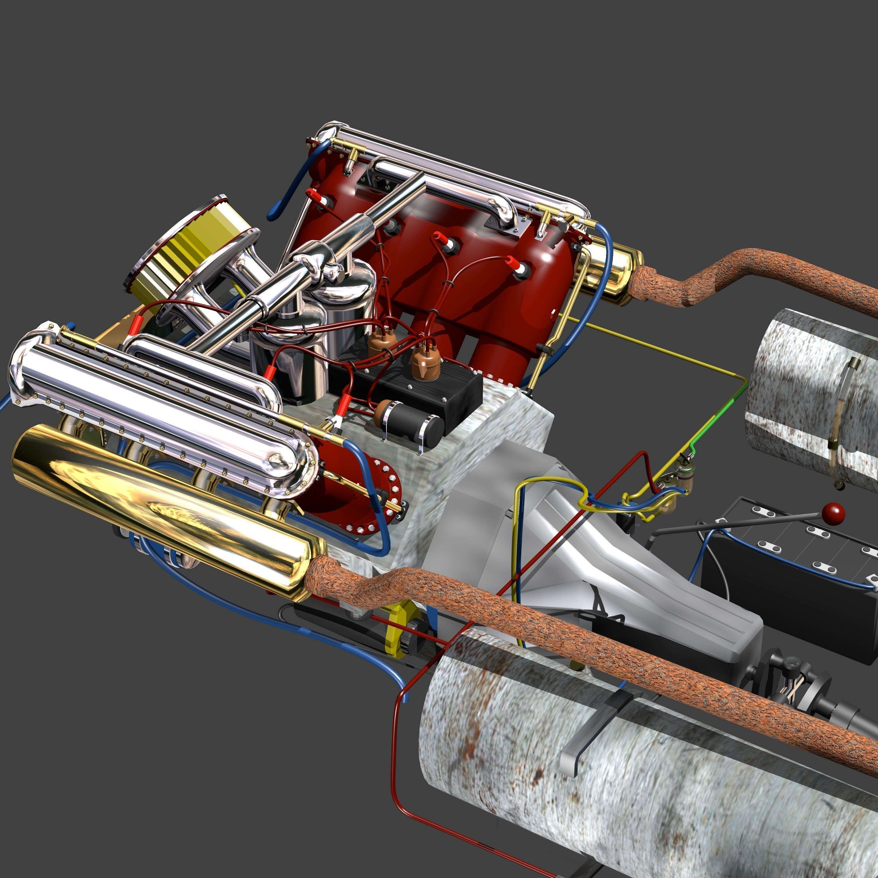 V-8 Marine Engine 3D model_14