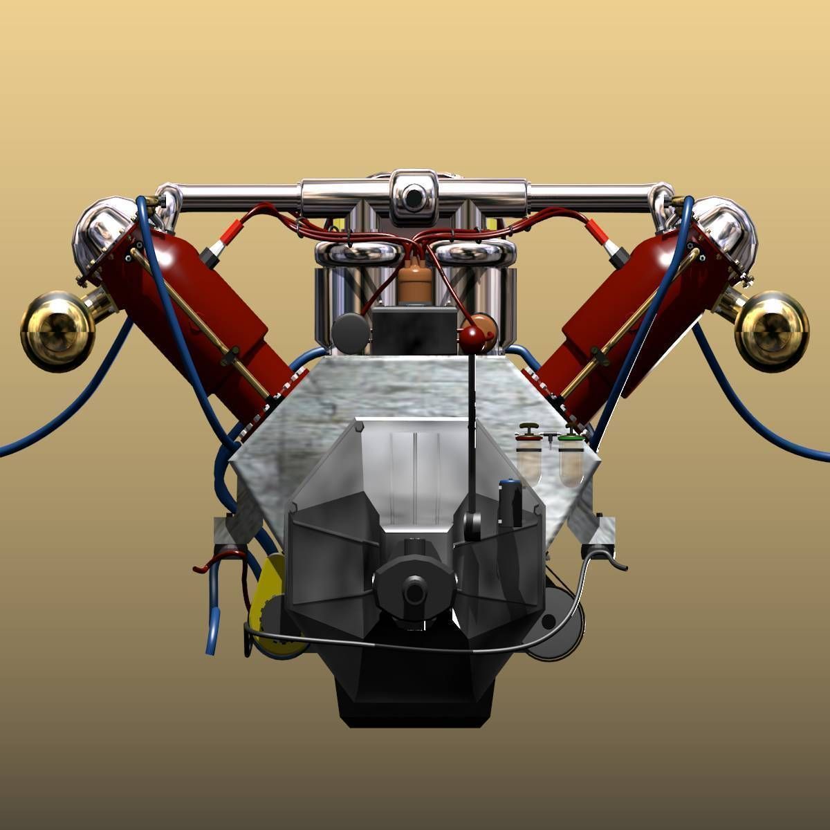 V-8 Marine Engine 3D model_4