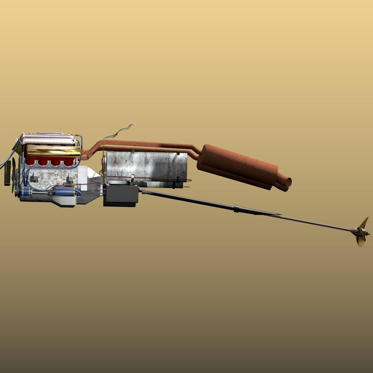 V-8 Marine Engine 3D model_2