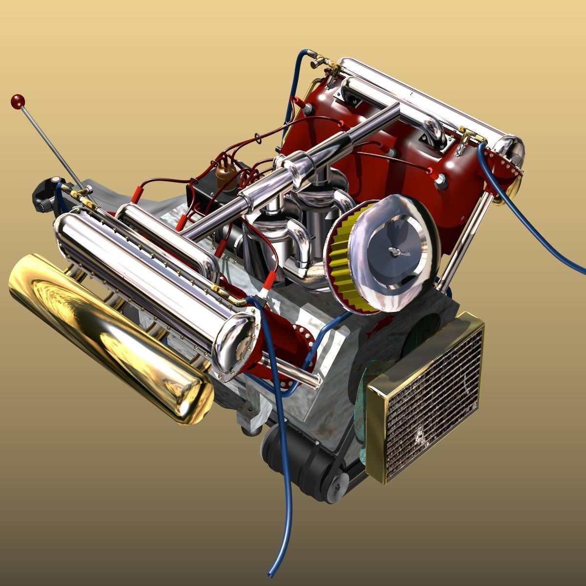 V-8 Marine Engine 3D model_9