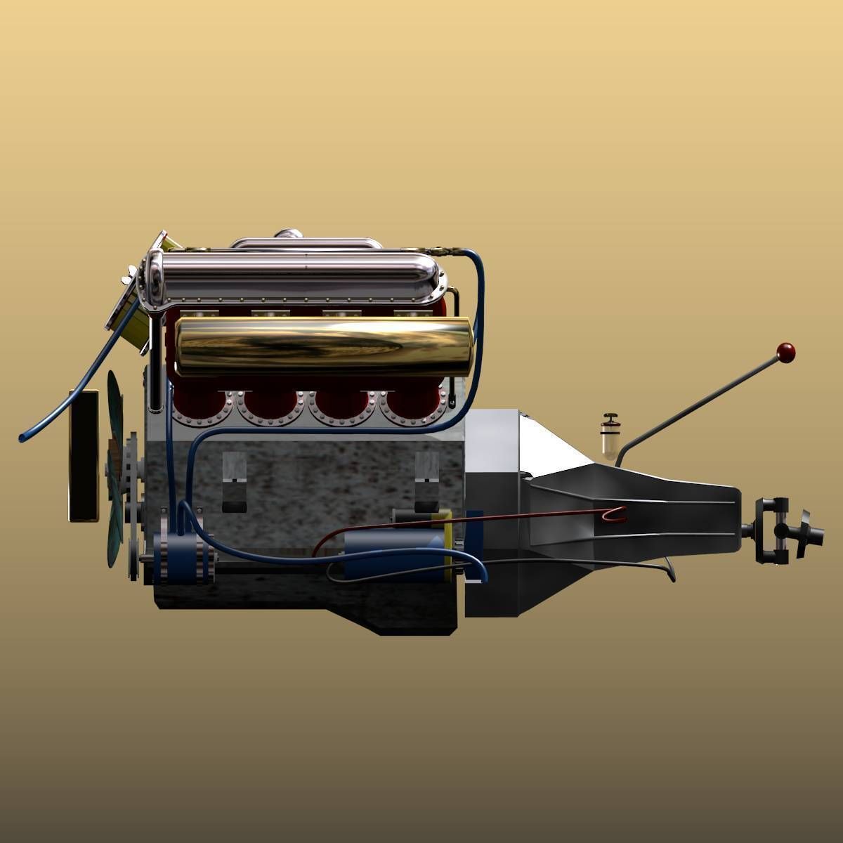 V-8 Marine Engine 3D model_7