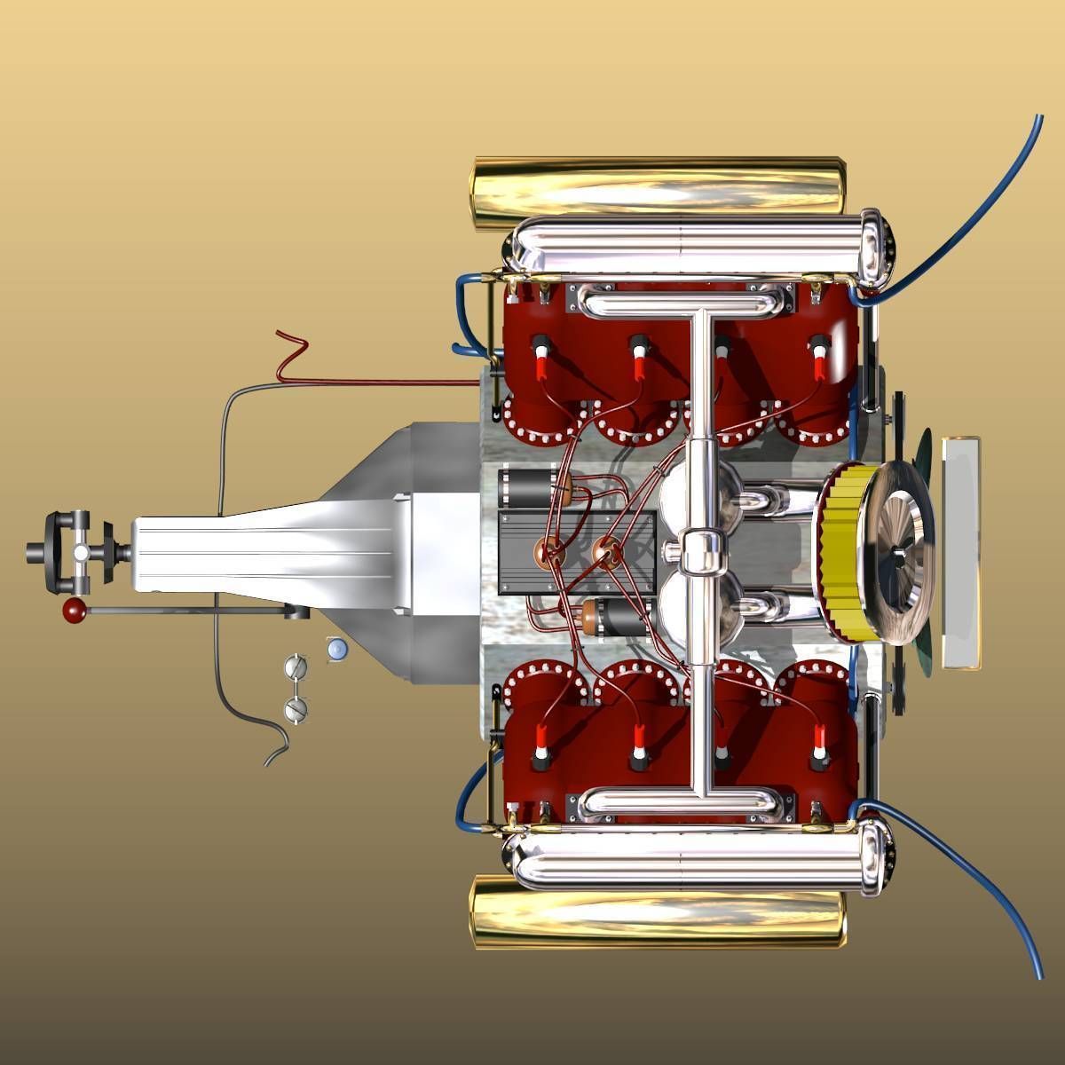 V-8 Marine Engine 3D model_8