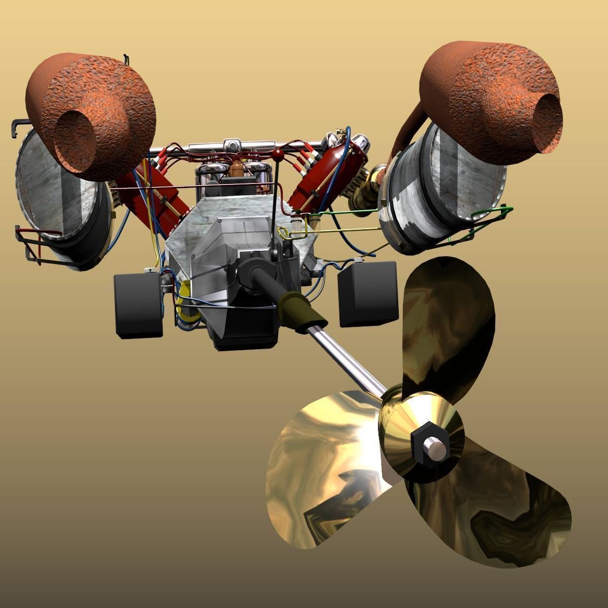 V-8 Marine Engine 3D model_3