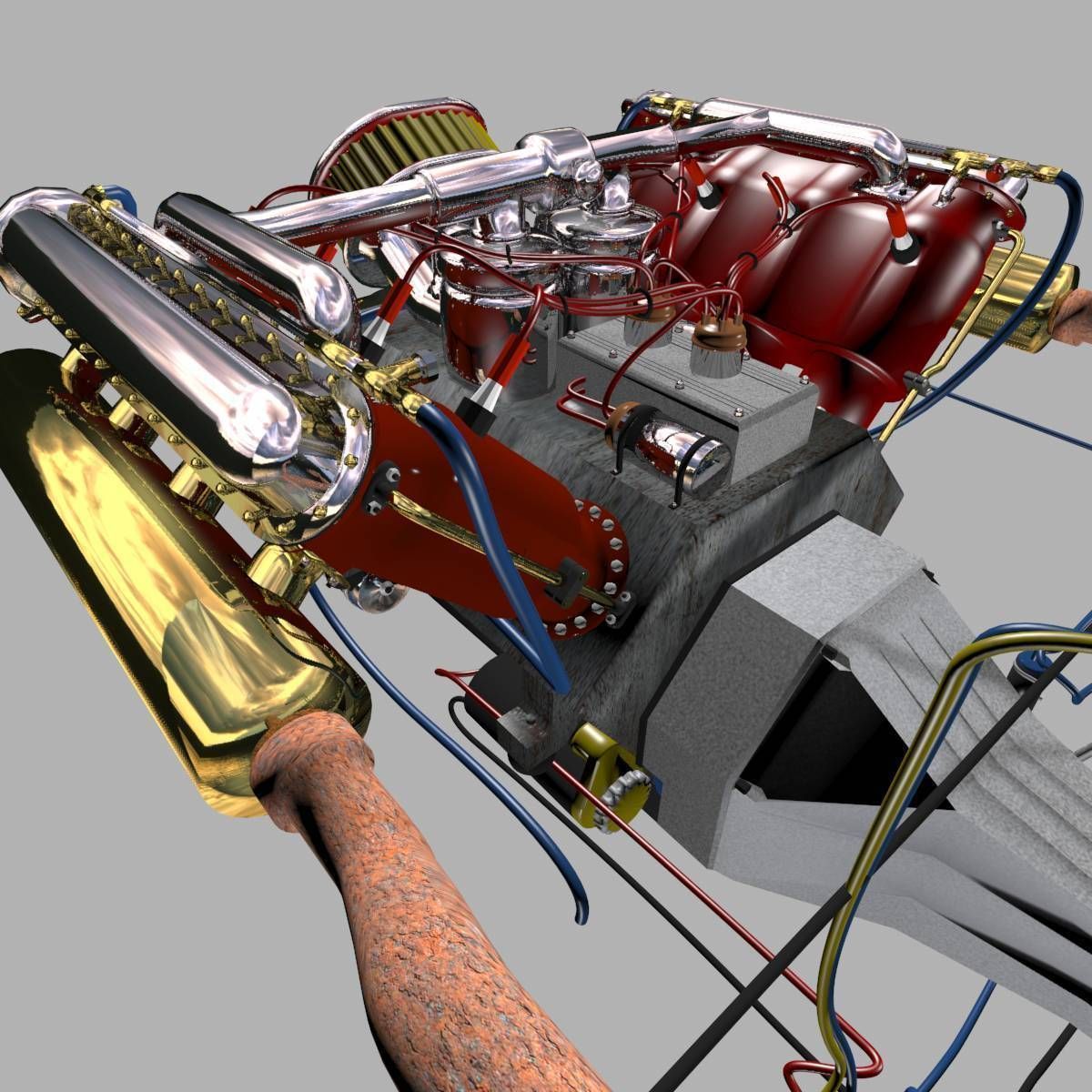 V-8 Marine Engine 3D model_13