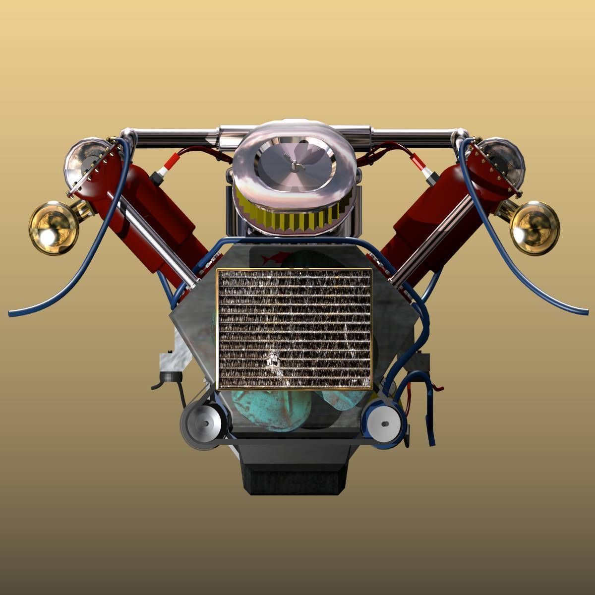 V-8 Marine Engine 3D model_5