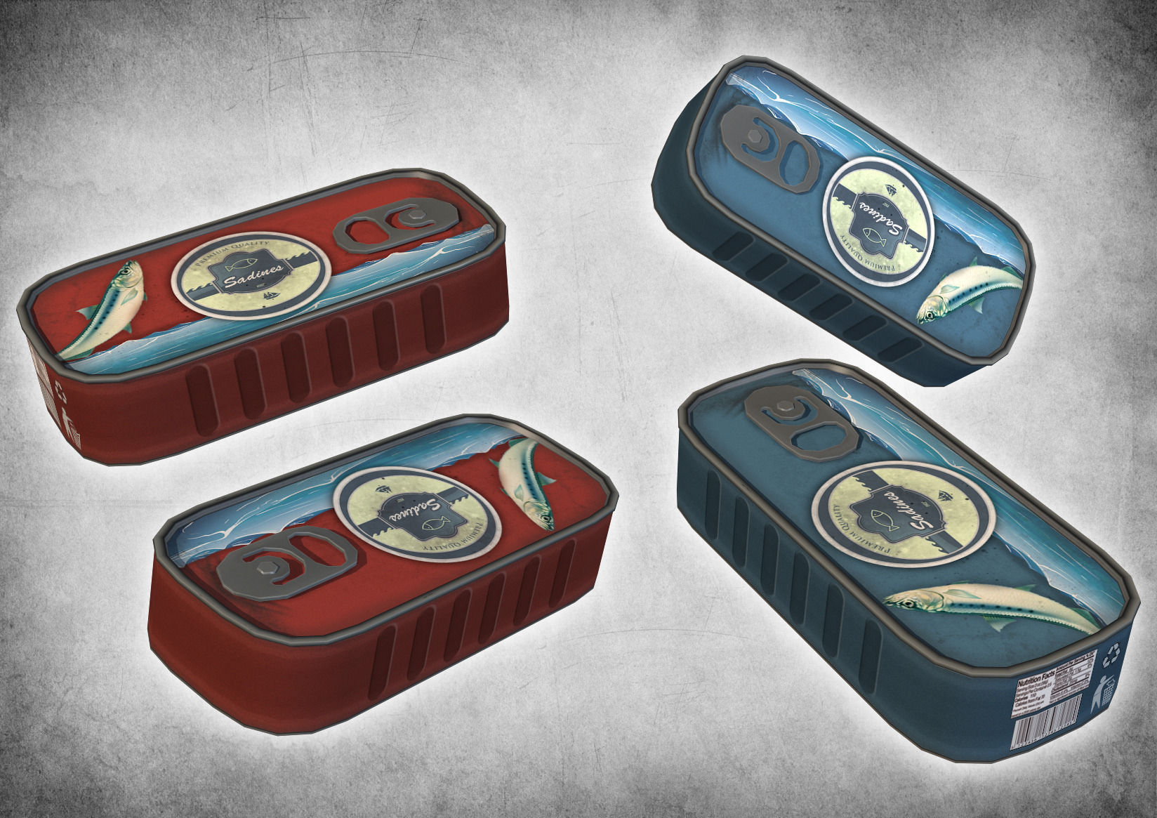Canned Sadines Low-poly 3D model_1