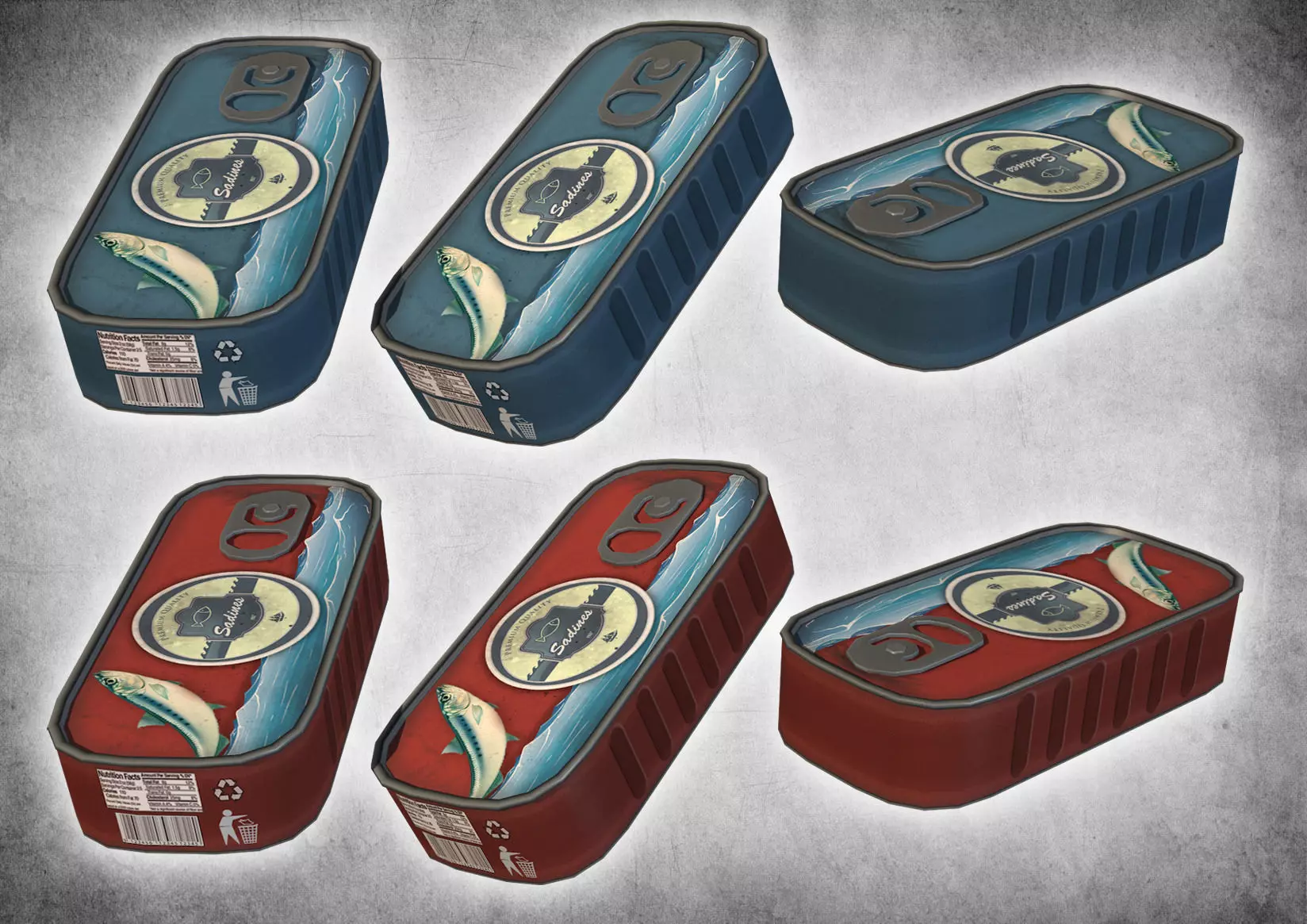 Canned Sadines Low-poly 3D model_0