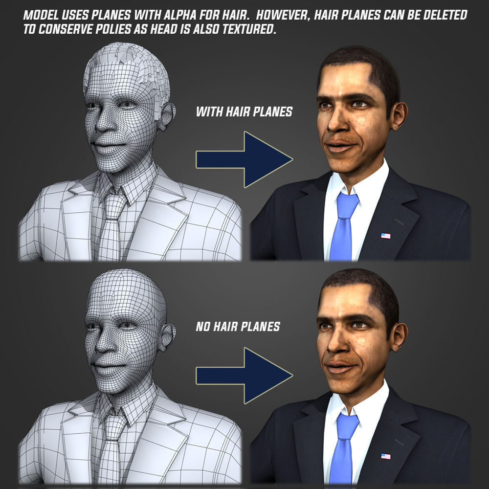 Barack Obama Low-poly 3D model_1