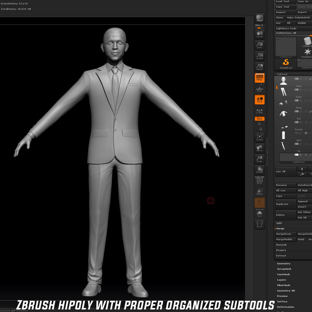 Barack Obama Low-poly 3D model_7