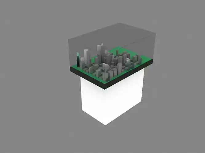 model stand city in glass box Free 3D model