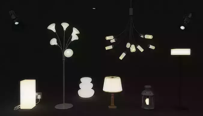 Lamps And Lights Pack Low-poly 3D model