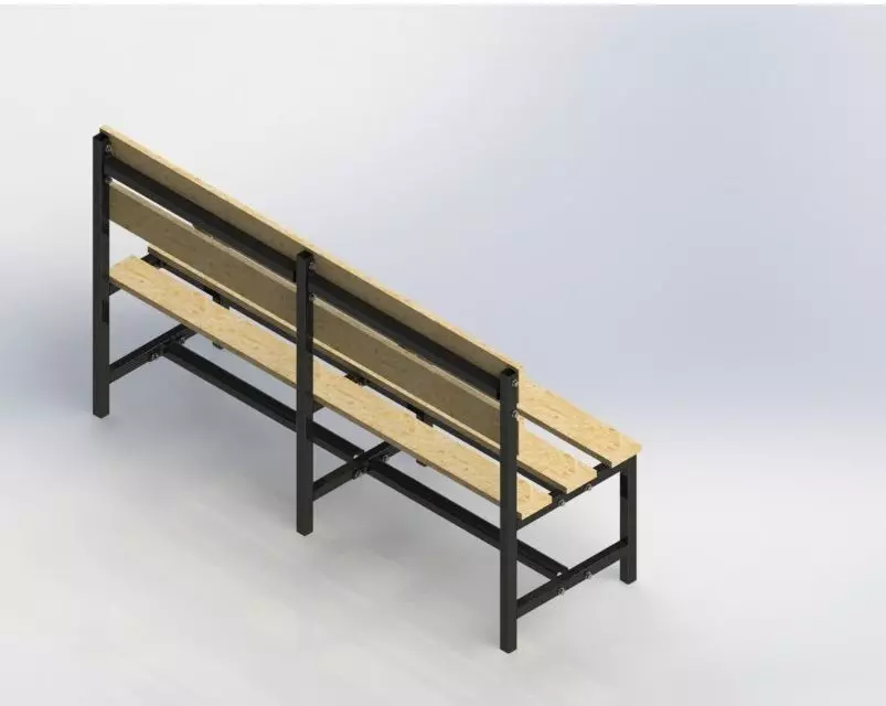 Bank model bench made of wood and metal Free 3D model