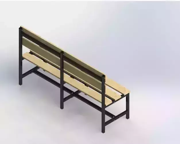 Bank model bench made of wood and metal