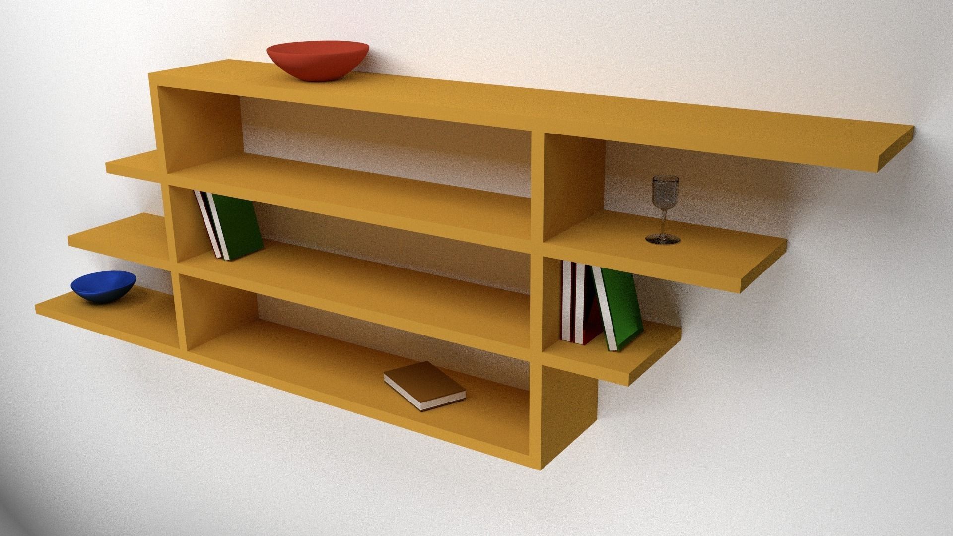 Wooden Shelf Low-poly 3D model_0
