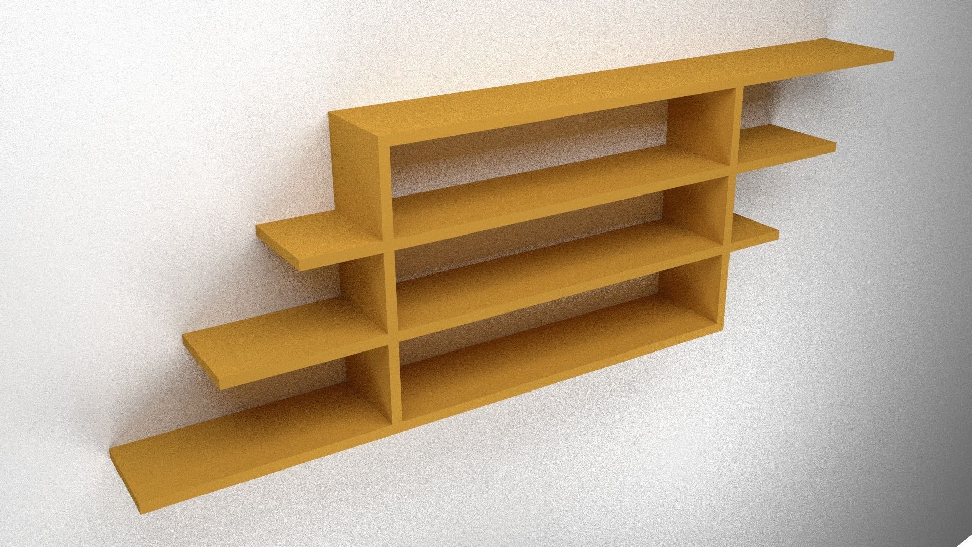 Wooden Shelf Low-poly 3D model_1