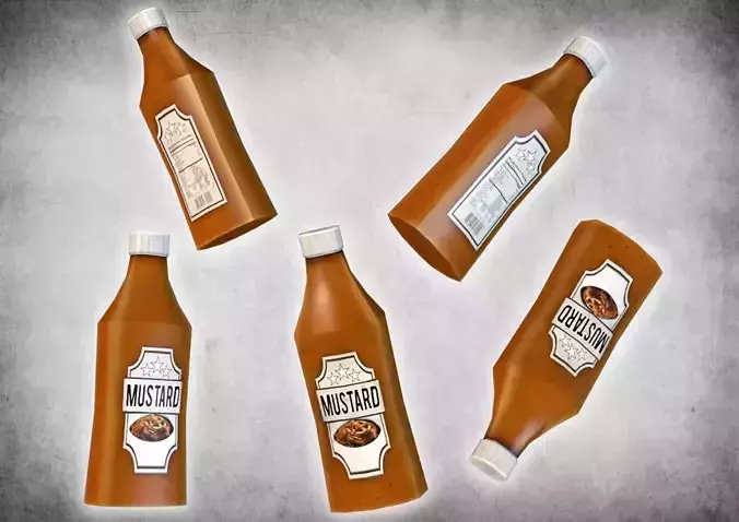 Mustard Bottle Low-poly 3D model