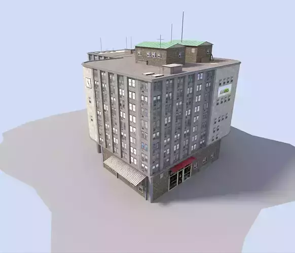 commercial city building Low-poly 3D model
