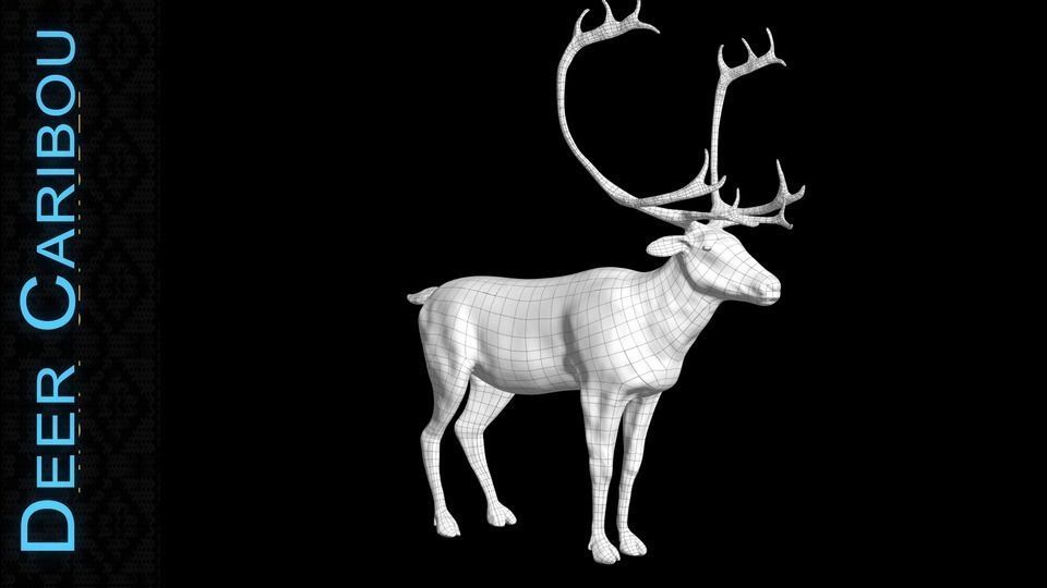 Deer Caribou Low-poly 3D model_6