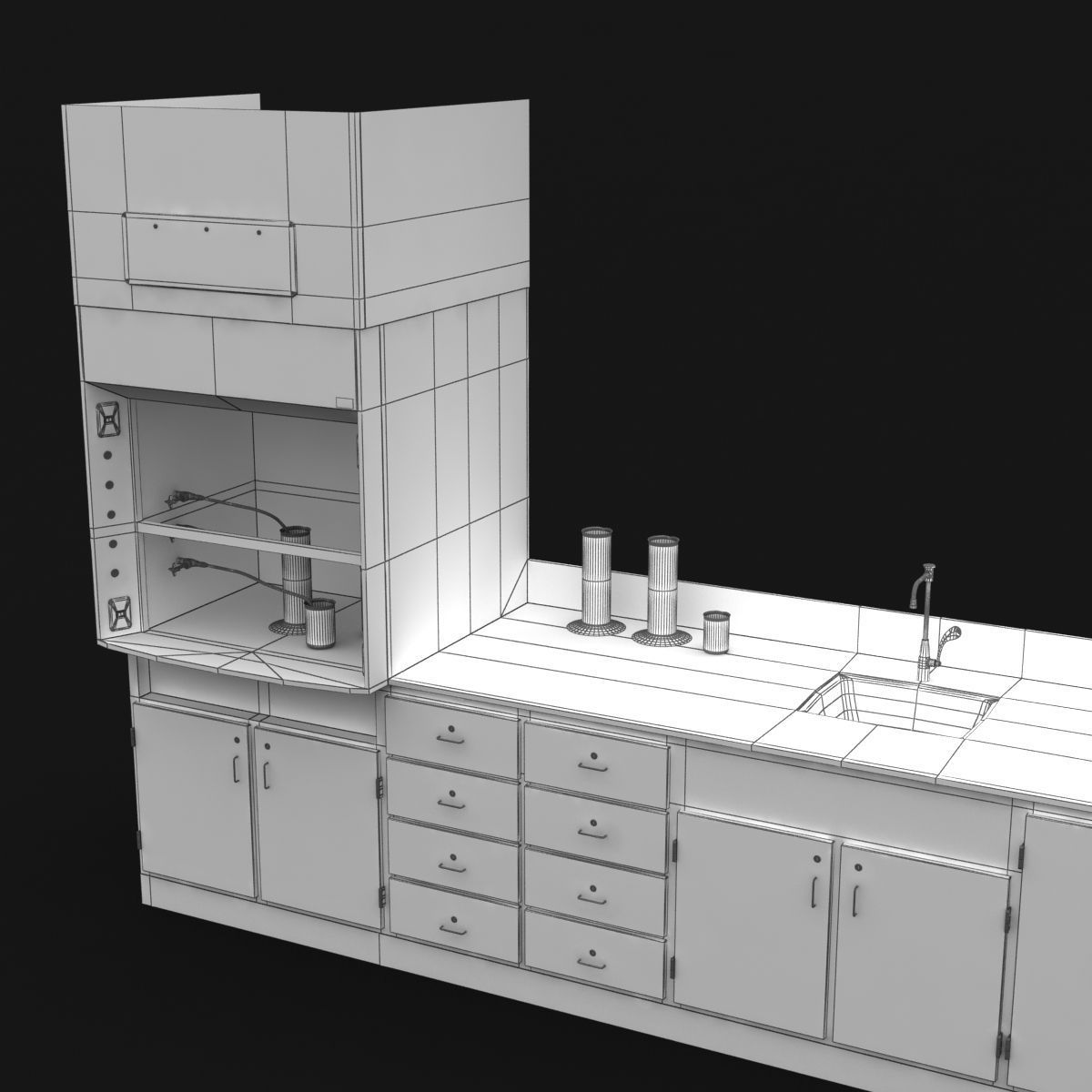 Laboratory Table 02 3D model_11