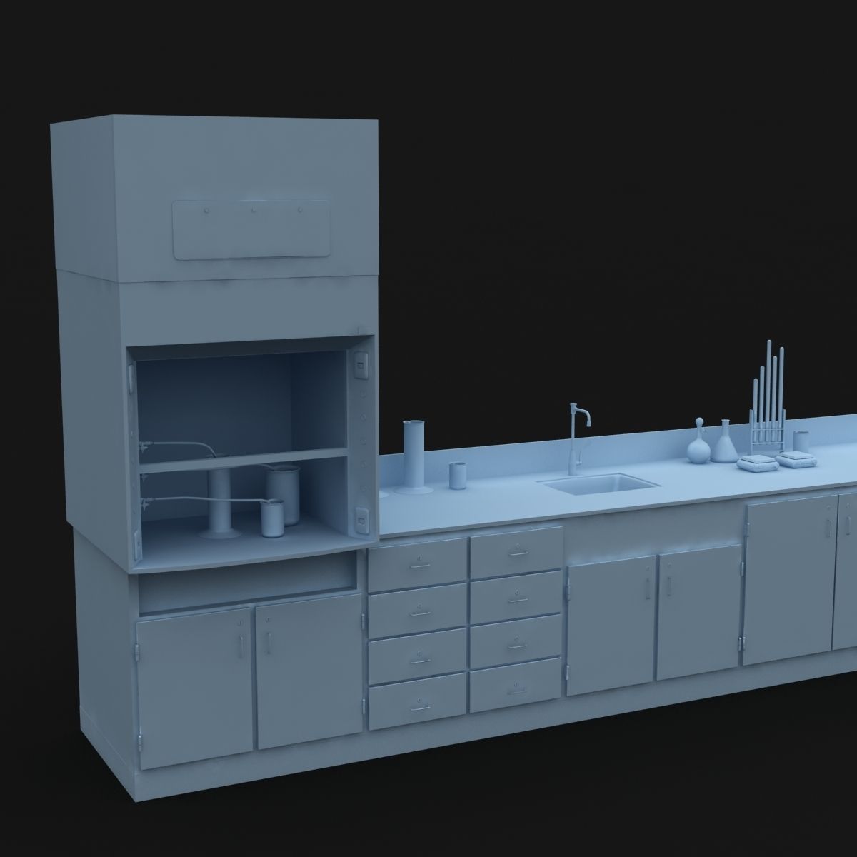 Laboratory Table 02 3D model_9