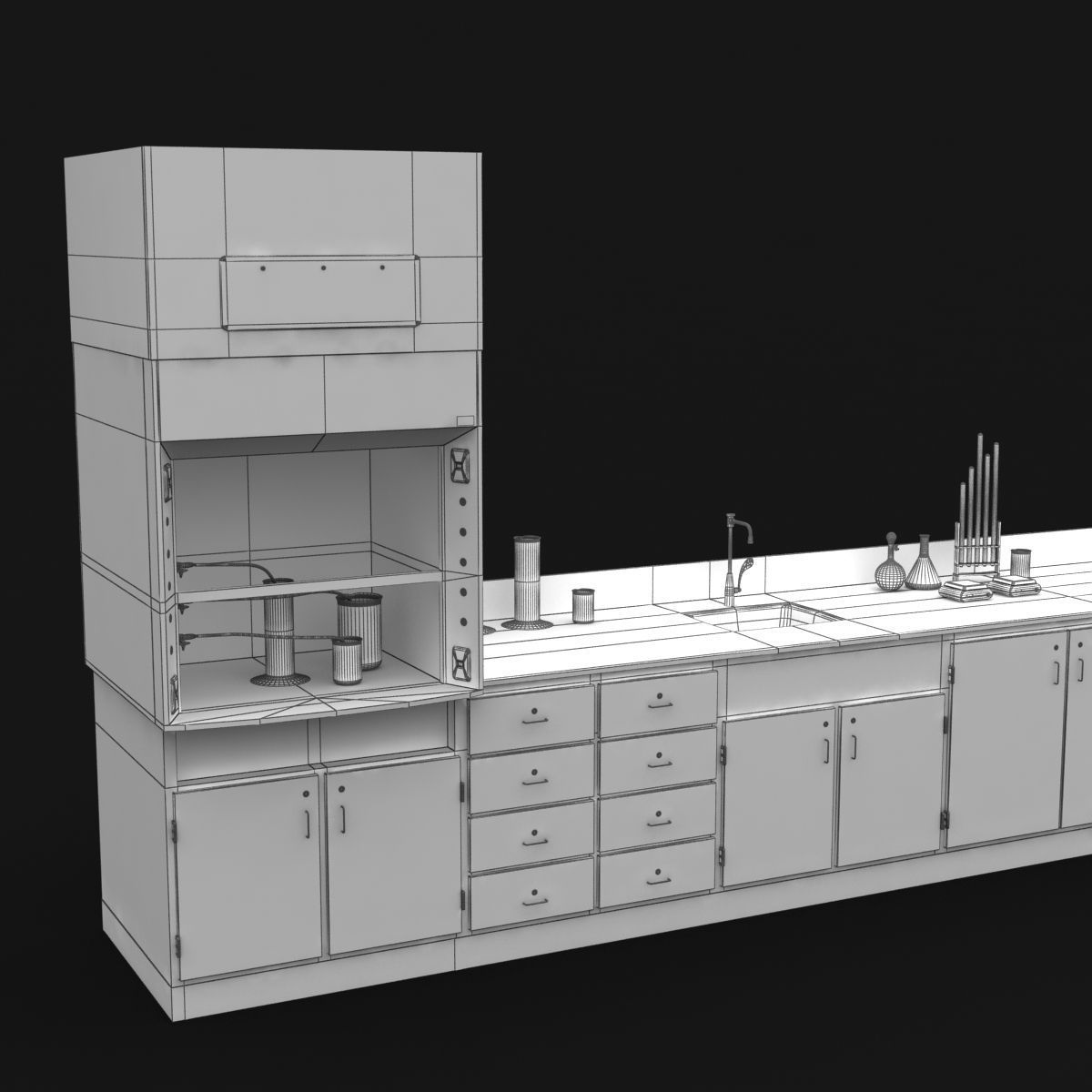 Laboratory Table 02 3D model_10