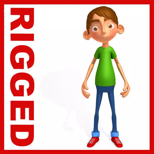 Ronnie cartoon guy rigged 3D model_0