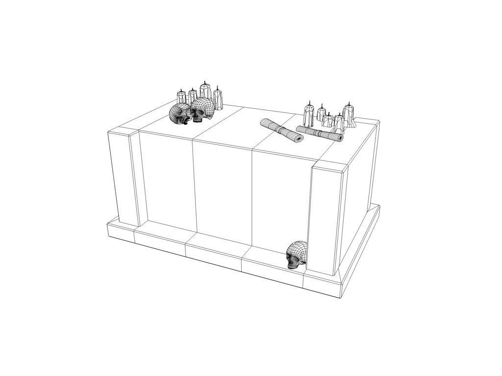 Stone altar with skulls Low-poly 3D model_6