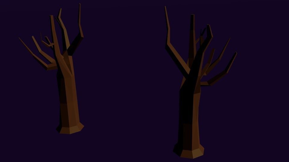 low-poly trees two pine Free low-poly 3D model_1