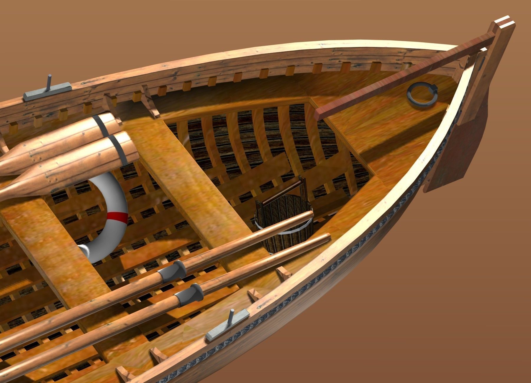 Life Boat XIX century Low-poly 3D model_8