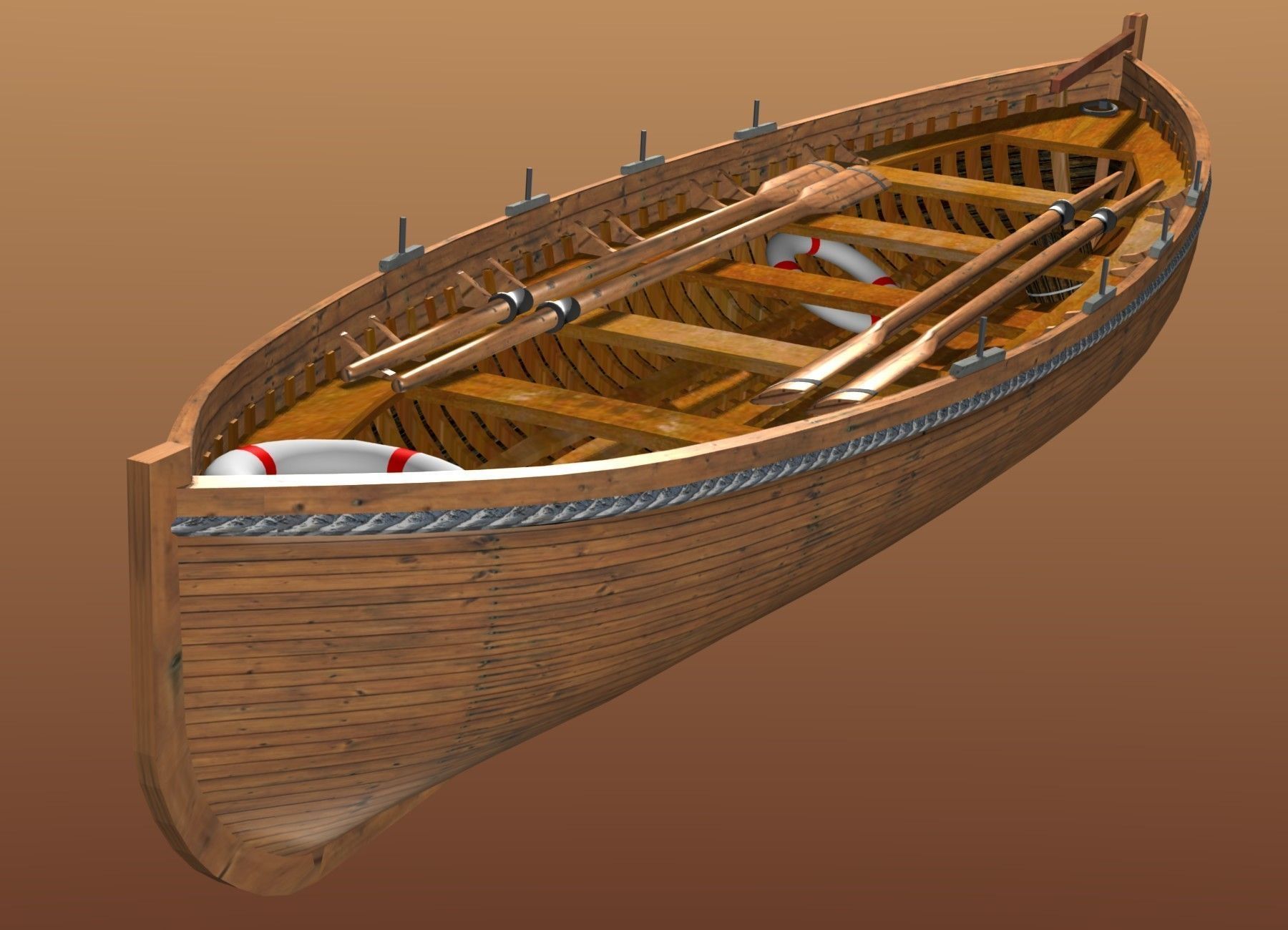 Life Boat XIX century Low-poly 3D model_6