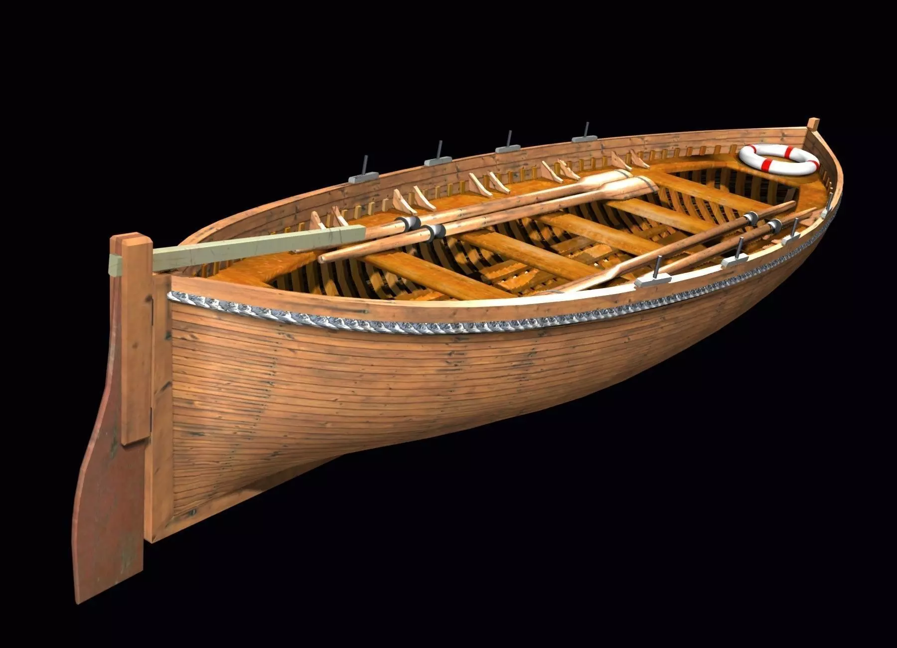 Life Boat XIX century Low-poly 3D model_0