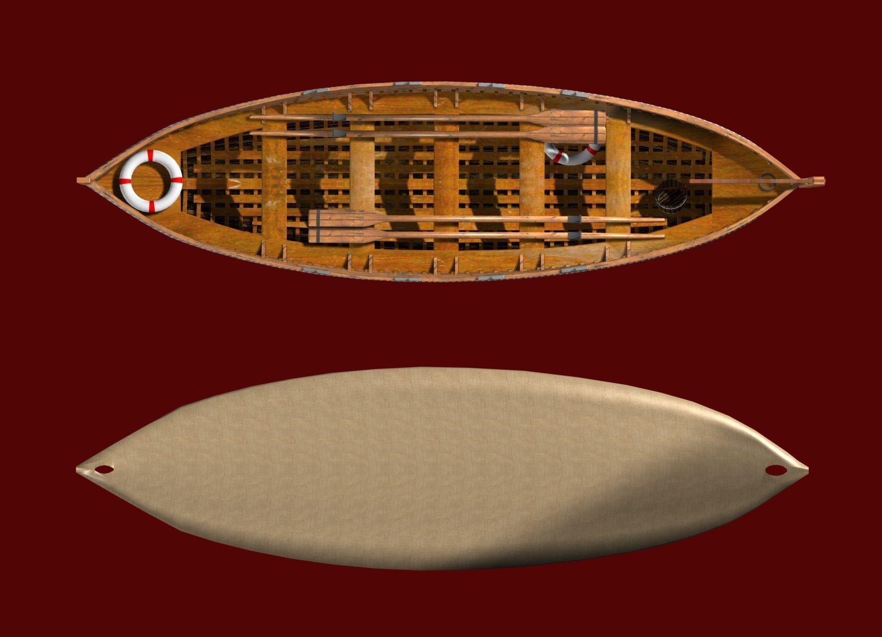 Life Boat XIX century Low-poly 3D model_5