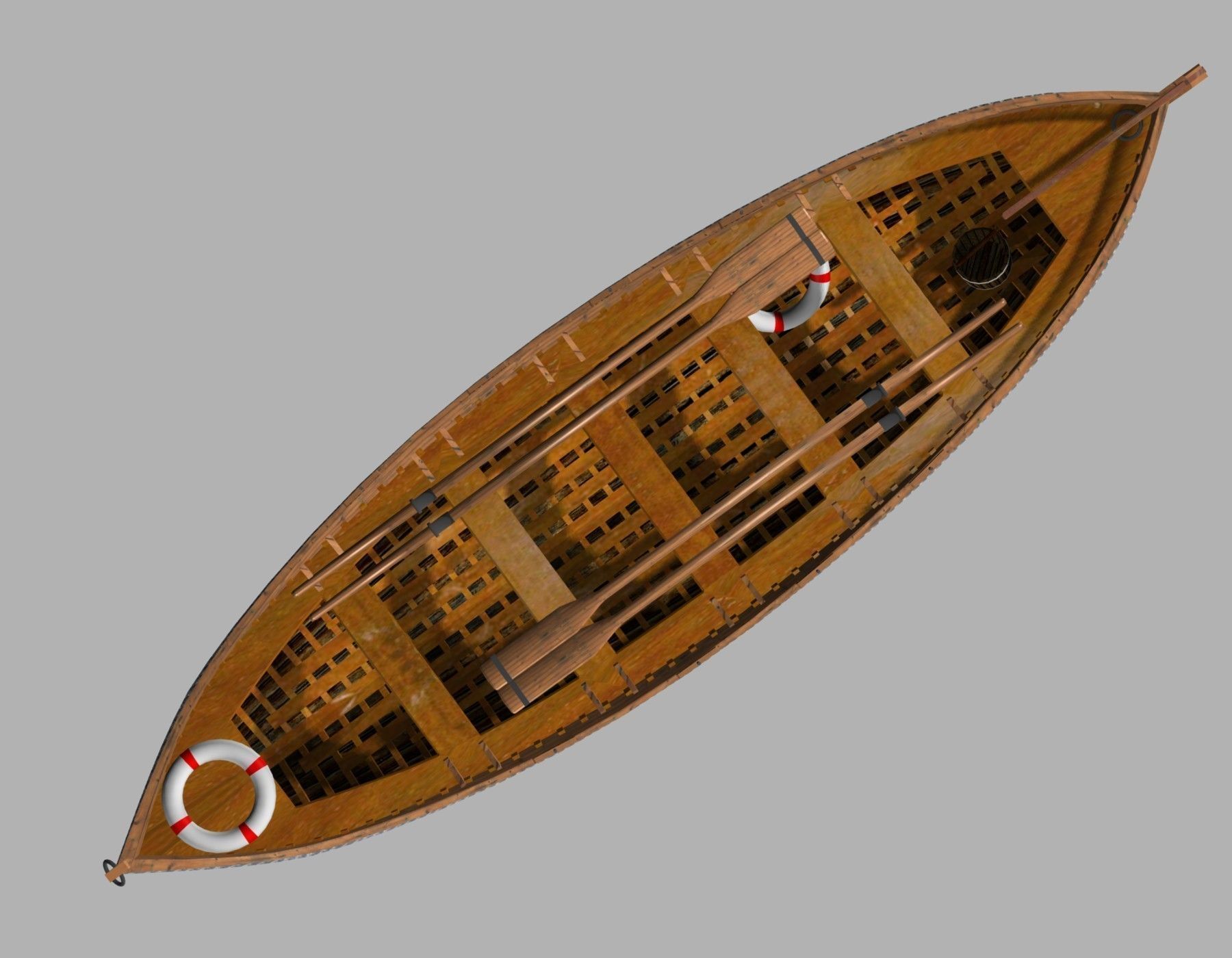 Life Boat XIX century Low-poly 3D model_1